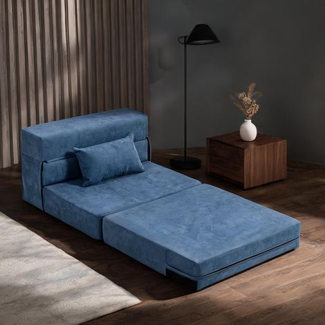 Fauteuil relax coloris bleu en foam 210 x 80 x 15 cm (1/5)