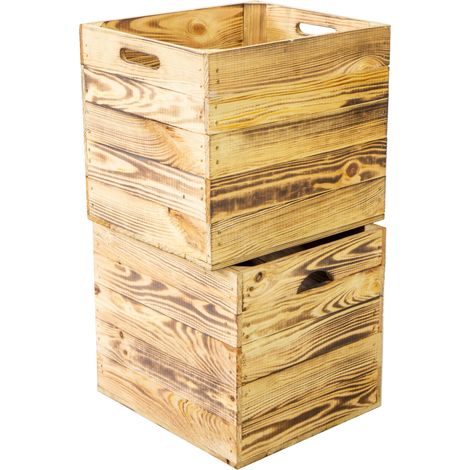 2er set Holzkiste geflammt passend für Kallax und Expeditregale (1/5)