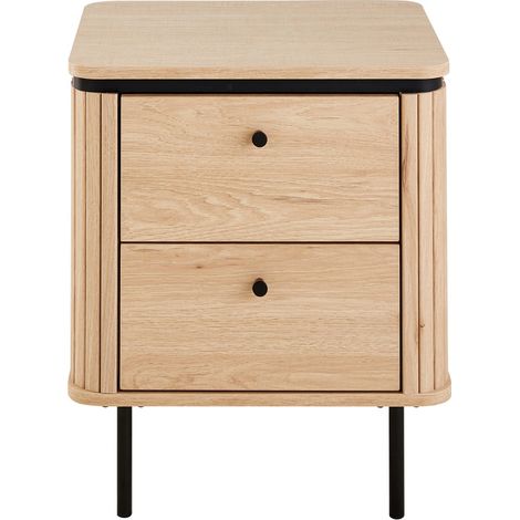 Comodino con 2 cassetti e lati con effetto scanalato H55 cm - MALAGA (1/5)