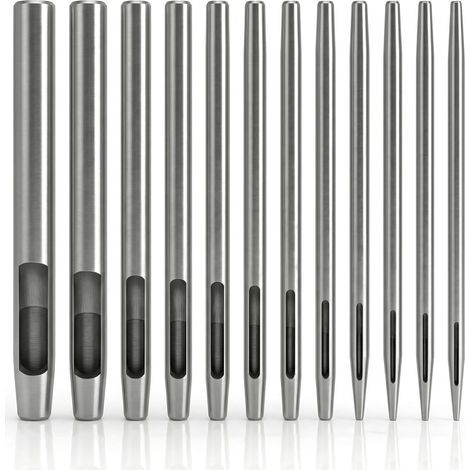 12 Pieces Leather Punch Tools, Leather Hollow Punch Tool Kit, Watch Band, Belt, Shoes, Fabric, Canvas Clothing, Round Eyelet 0.5-6mm (1/5)