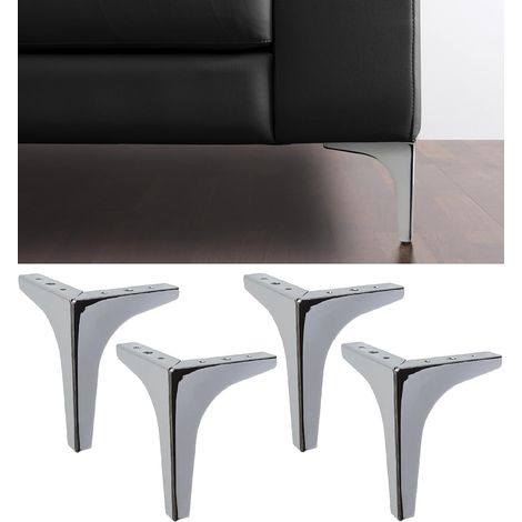 Metall-Möbel- und Sofabeine – Set mit 4 Metallbeinen – Elegante Designbeine für Sessel und Schränke – Verchromt – Höhe 130 mm