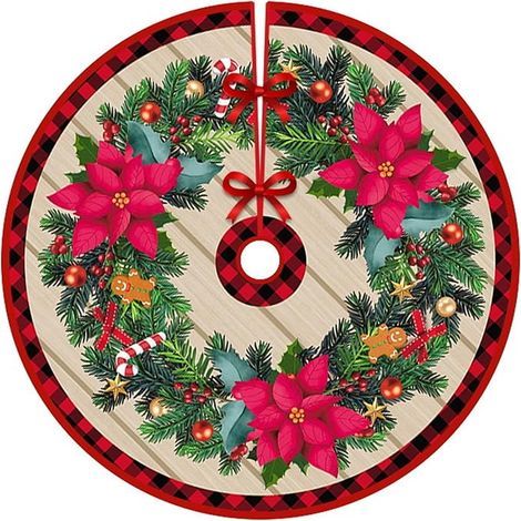 Jupe de sapin de Noël de 90 cm de diamètre, tabliers de fond pour sapin de Noël, décoration de sapin de Noël, décoration d'intérieur (Style 20) (1/5)