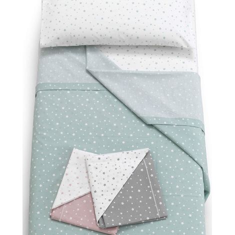 Italbaby Parure de lit 3 pièces Étoiles Vert Menthe 100% Coton (1/2)
