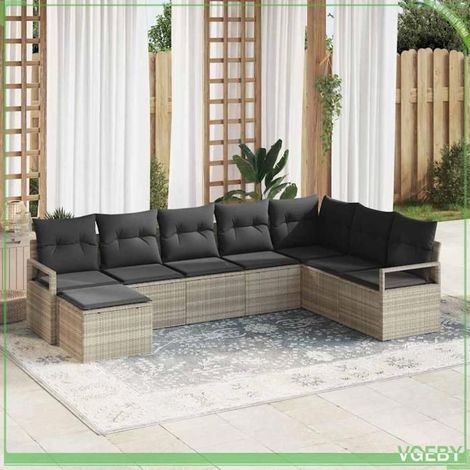 Ensemble de canapés - FAFEICY - Modulaire - Gris clair - Polyrotin - 6 places (1/5)