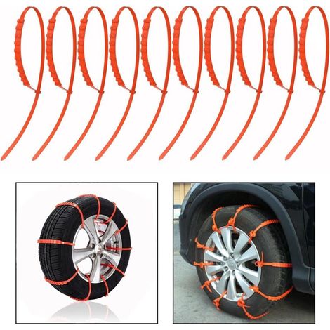 et de 10 Chaînes à neige pour voiture - Universelles, anti-glisse, pour usage extérieur (1/4)