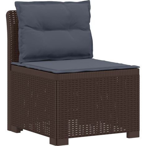 vidaXL Sillón Individual de Jardín con Cojines Apariencia de Ratan PP (1/2)