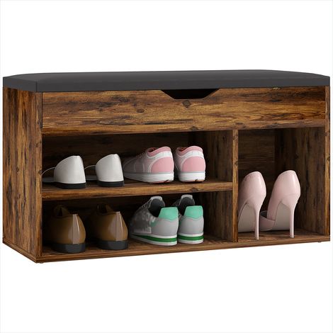 Console avec rangement chaussures 80 cm bois acajou Brun Rustique (1/5)