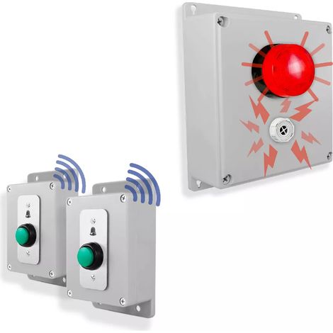 Kit sonnette sans-fil avec sirène + flash - Haute-résistance / 800m / 2 boutons pro autonomes sur piles (PROTECT 800) (1/5)