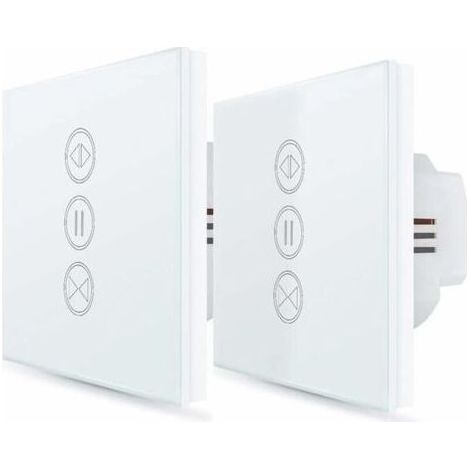 2x Interrupteur Volet Roulant Connecté, Ouverture Réglable, Commutateur Rideau Stores WiFi, Compatible avec Alexa Google Home pour Commande Vocale, Minuterie Intelligent Moteur Mural-- (1/4)