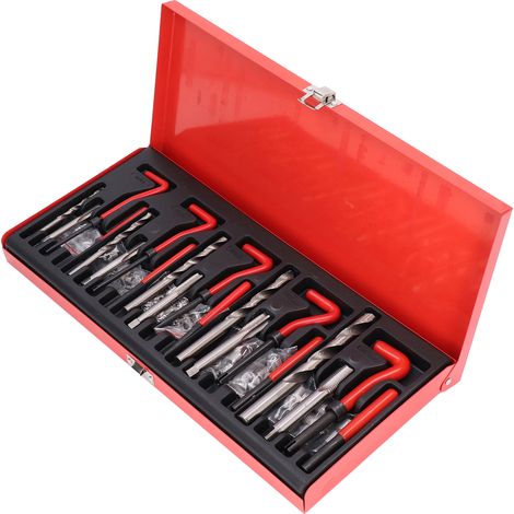 Kit de Réparation de Filetage Femelle, Inserts à Filet en Spirale, Foret et Taraud HSS pour M5 M6 M8 M10 M12 (1/5)