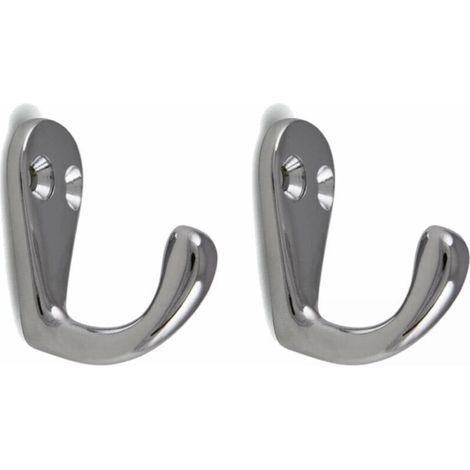 2 polished chrome screw hooks, height 41 mm, for kitchen and bathroom furniture, towel racks, coat racks (1/3)
