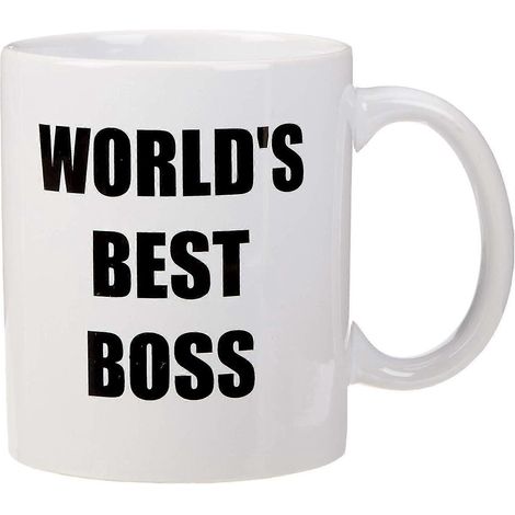 Mug fantaisie « Meilleur patron du monde », tasse à café 325 ml (11 oz), 1 pièce, blanc (1/5)