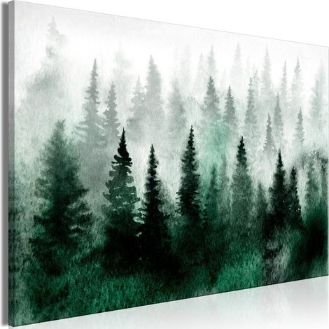 Tableau Forêt brumeuse scandinave (1 partie) Large - 120 x 80 cm (1/4)