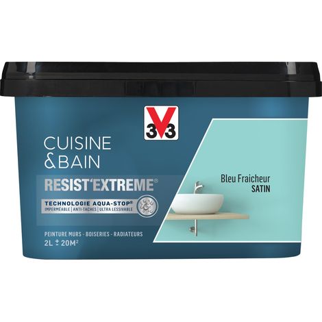 Peinture multi-supports monocouche Cuisine & Bain Resist'Extrême® V33 Bleu fraîcheur satin 2L