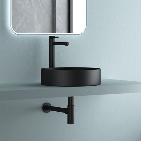 doporro Sifone a Tazza Universale per Lavabo Mobile Bagno Sifone a Bottiglia Antiodore in Ottone Nero 1 1/4" x 32 mm Siphon 05 (1/5)