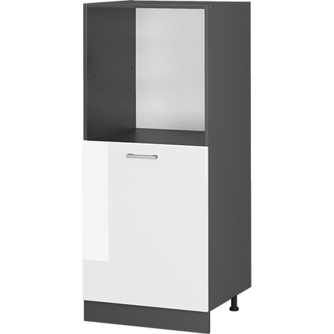 Mobile per forno da incasso R-Line, Bianco lucido, 60 cm, Vicco