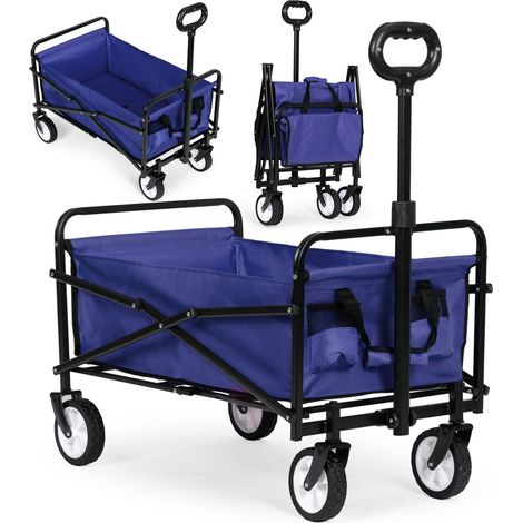 Chariot de jardin de transport de plage pliable bleu 48x90 cm multigarden