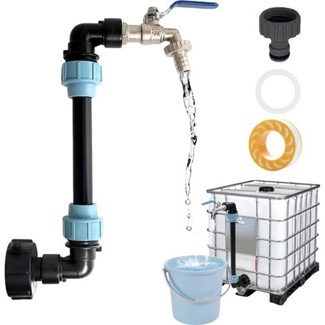 Robinet à Col de Cygne IBC en Laiton 3/4\", Robinet Cuve 1000 L IBC Raccord pour Réservoir d\'eau de Pluie, Conteneurs de Réservoir (1/4)