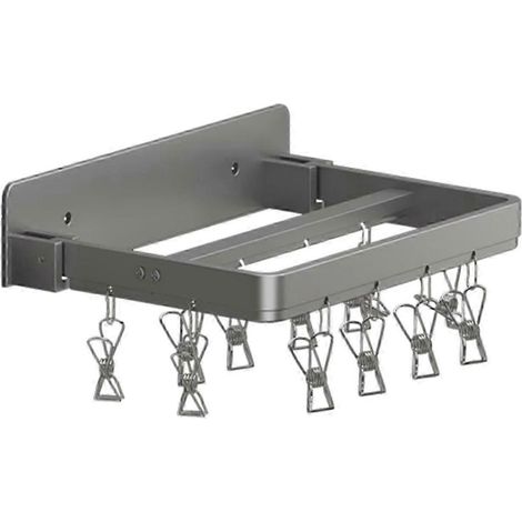 Séchoir à chaussettes pliable à plusieurs pinces, support à chaussettes et égouttoir pour linge, chapeaux et soutiens-gorge-Gray 12 Pegs (1/5)