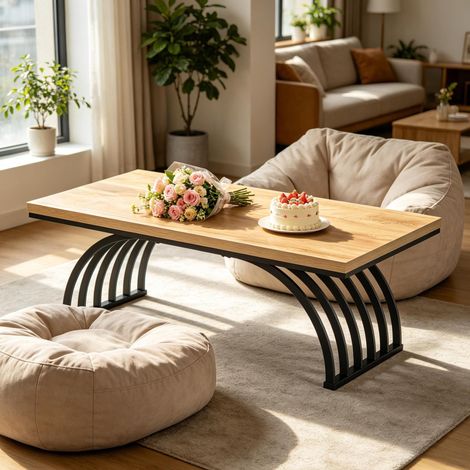 Couchtisch Holz und Metall 120 cm braun schwarz, rechteckig (1/5)