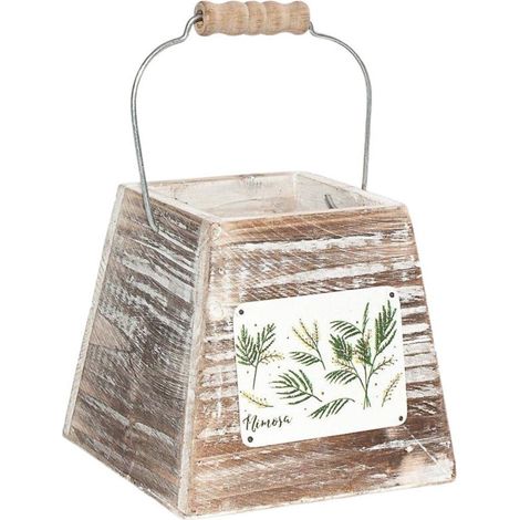 Vaschetta in legno di abete con manico "Mimosa", 13X13H12 cm (kit da 5) (1/2)