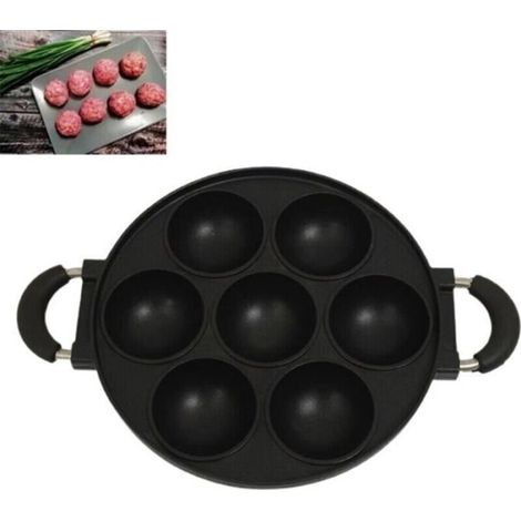 Poêle à gâteau antiadhésive en fonte, 7 trous, poêle à Omelette, petit déjeuner, œufs, moule à tarte, ustensiles de cuisine
