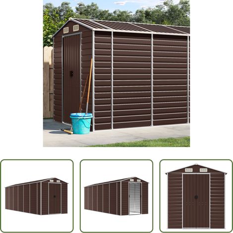 Gartengeräte -  Gartenhaus Braun 191x555x198 cm Verzinkter Stahl (1/5)