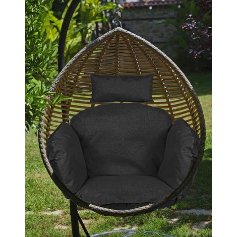 Cuscino da giardino 112x113 cm per sedia sospesa nido di cicogna impermeabile nero (1/5)