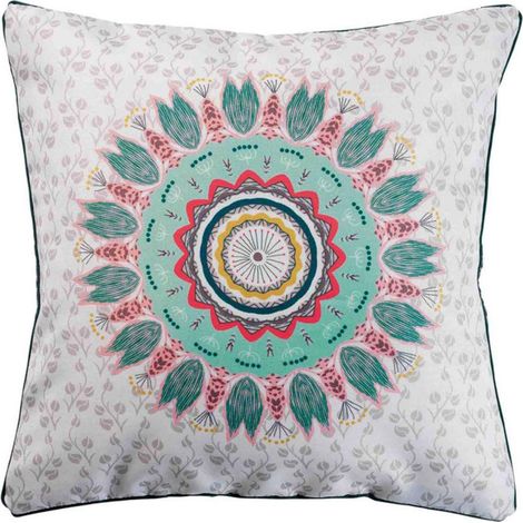 Coussin Ethnique Passepoil "Caly" 40x40cm Gris (1/2)