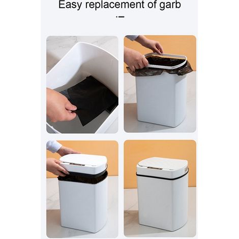 1 lot. Couleur : Blanc. Matériau : Plastique. Poubelle intelligente à capteur entièrement automatique pour une utilisation domestique dans le salon et la chambre.