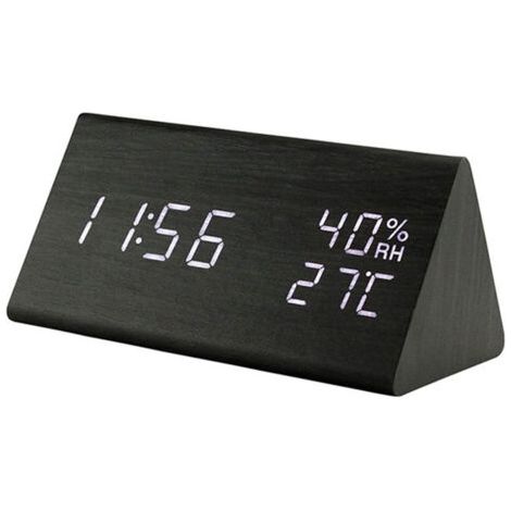 Réveil LED en bois, avec affichage de la température et de l'humidité (1/5)