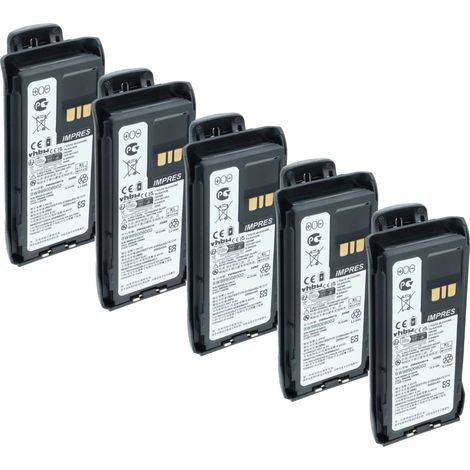 vhbw 5x Akku Ersatz für Motorola PMNN4807A, PMNN4808, PMNN4808A für Funkgerät, Walkie Talkie (2150 mAh, 8,4 V, Li-Ion) + Gürtelclip