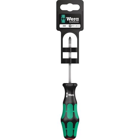 Tournevis pour vis cruciformes, PH 1 x 80 mm, Noir/vert (1/5)