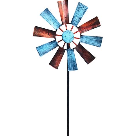 Toivize-Moulin à Vent Jardin - Métal - Résistant UV - 24x73cm - Multicolore - Déco Extérieure Rotative Artisanale Élégante (1/5)