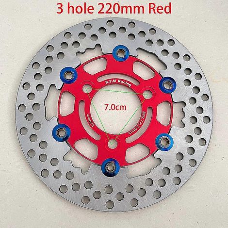 Disques de frein flottants universels en alliage d'aluminium pour moto, diamètre extérieur 200 mm/220 mm/245 mm/260 mm, plaquettes de frein à refroidissement rapide, 7 cm, rouge, 220 mm (1/5)