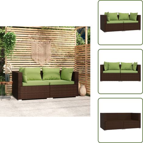 Seduta da patio - vidaXL Divano a 2 Posti con Cuscini in Polyrattan Marrone - Cuscini in tessuto