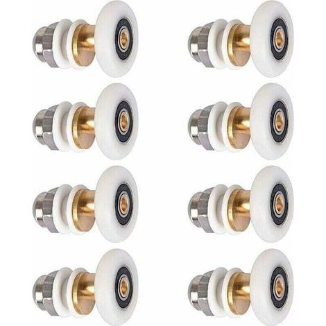 Roulette Porte Douche, Roulettes de Porte Coulissante Cabine de Douche Porte Poulies Roue de Rechange pour Rouleau avec Diamètre de Roues 27mm, 8 Pièces (1/4)