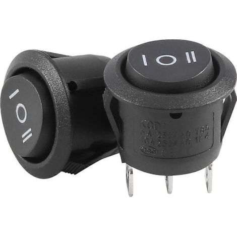 x 6 A/250 V CA 10 A/125 V CA Interrupteur à bascule rond à 3 positions SPDT ON/OFF/ON (2 x 3 broches) (1/2)