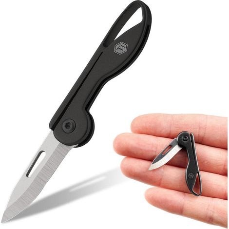Mini Klappmesser Titan mit Schlüsselring, rostfrei, für Outdoor & Alltag