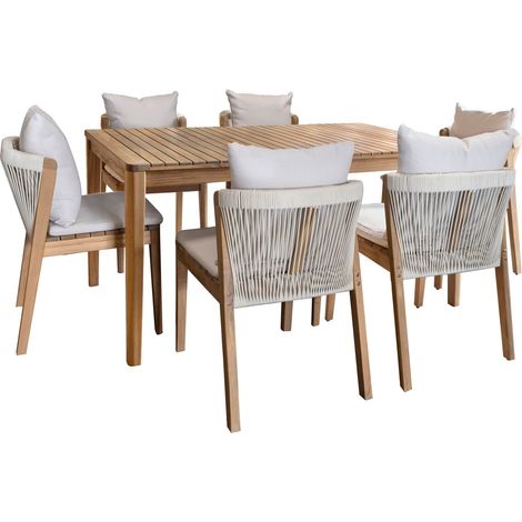 Salon de jardin table et 6 chaises en acacia, FIDJI
