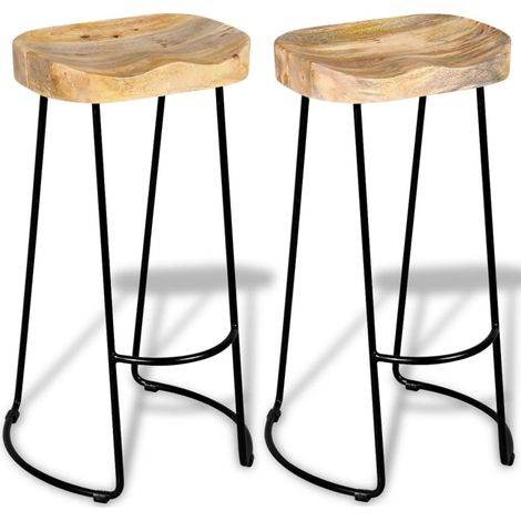 Lot de 2 Tabourets de bar,Chaises hautes de bar luxueuses bois de manguier massif -34759 (1/5)