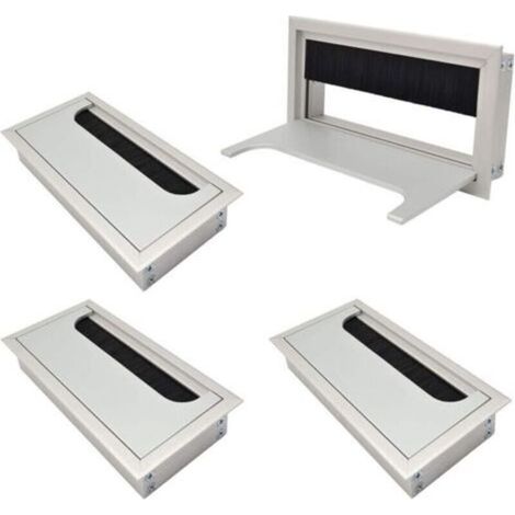 Quadratische Kabelmanagement-Abdeckung 80 x 160 mm für die Montage in Schreibtischen, Kabelorganisator für Möbel, eloxiertes Aluminium, Kabeldurchführung, Kabelabdeckung, 4er-Pack (1/5)