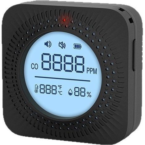 Détecteur de monoxyde de carbone 3 en 1 avec mesure de la température et de l'humidité - Détecteur de gaz domestique
