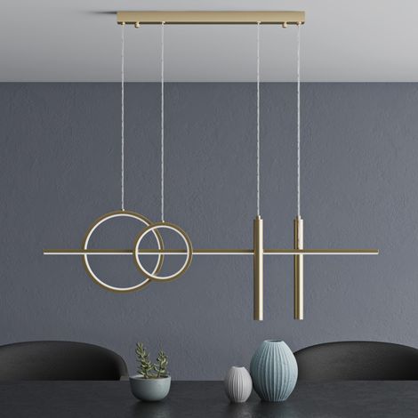 Mai & Mai Pendelleuchte 100cm LED Hängelampe Linear design 3000K/4000K/6000K Verstellbares Kabel 38W Gold Hängeleuchte für Esszimmer Wohnzimmer Schlafzimmer