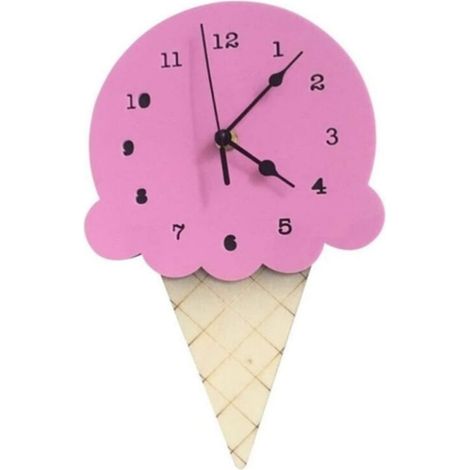 Ice Cream Sharped Silent Cartoon Wall Clock for Kids Room