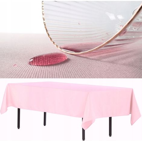 Fleckenabweisende, rechteckige Tischdecke aus dickem Polyester, 280 x 170 cm, rosa