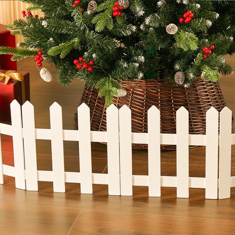 Wood Christmas Tree Picket Fence for Family Holiday Decoration, White (1/5)