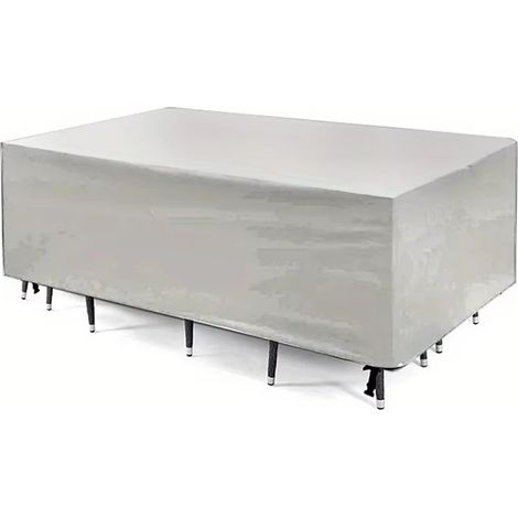 Housse de protection imperméable et résistante (argentée, 200 x 160 x 70 cm) pour mobilier de jardin et terrasse, avec protection UV pour table et patio. (1/4)