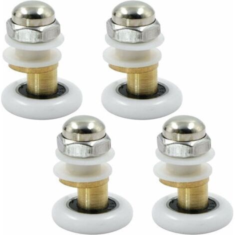 Poulie de porte de douche - Roulettes de Douche Roue pour Coulissantes Rouleaux De Douche Laiton Cabine de Douche Porte a Roulette Roue de Porte Poulies Accessoire Matériel Outil 4PCS 23mm,Starlight (1/5)