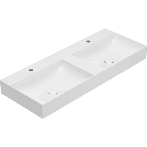 Double lavabo en céramique 120x47 cm Globo T-EDGE B6R120BI  Blanc - Céramique